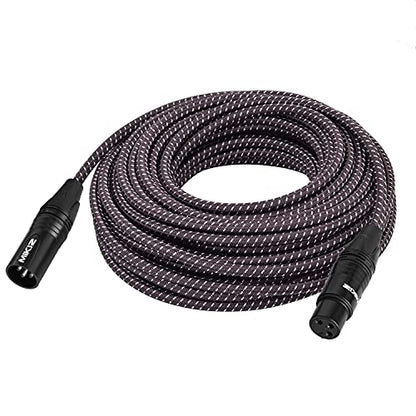 XLR Microphone Cables Braided 50 Feet 6 Packs | Premium Durable Balanced 3 Pin XLR Male to Female Patch Cords for Mic DJ Recording, Noiseless, 22AWG - size: 6-Pack 50ft