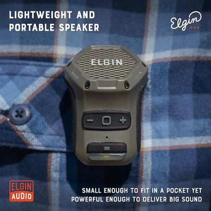 Elgin Thumper Mini Wearable Bluetooth Speaker, 35-Hour Battery Life, 50 ft Wireless Range, Water-Resistant, Magnetic Mount & Clip-On Design with LED Work Light for Jobsite, Outdoor & Everyday Use | 50 ft Wireless Range, 35-Hour Battery Life, Magnetic Moun