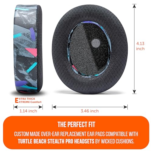 WC Freeze Stealth Pro - Cooling Gel Earpads for Turtle Beach Stealth Pro 1 | Made by Wicked Cushions | Boost Comfort, Durability, Thickness & Sound Isolation | 90's Black - color: 90's Black