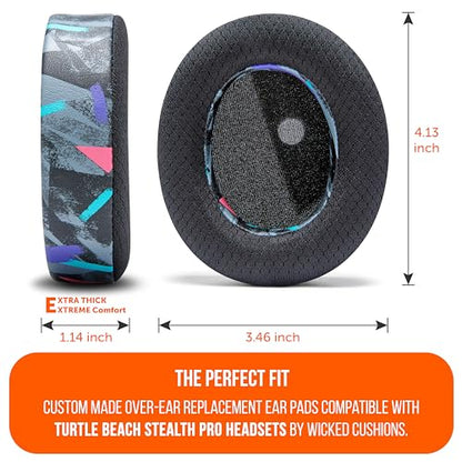 WC Freeze Stealth Pro - Cooling Gel Earpads for Turtle Beach Stealth Pro 1 | Made by Wicked Cushions | Boost Comfort, Durability, Thickness & Sound Isolation | 90's Black - color: 90's Black