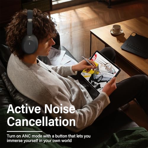Y05 Bluetooth Headphones Wireless Over Ear with Microphone 48 Hours Playtime, High Sound Quality Foldable Soft Earpads Earphones for Travel - Space Grey