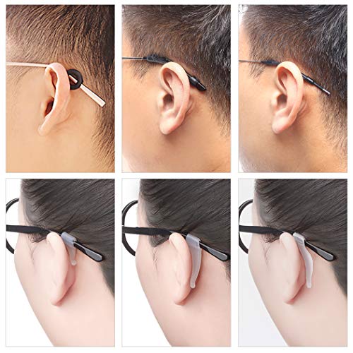 20 Pairs Eyeglasses Ear Hooks Retainers, Silicone Eyeglasses Anti-Slip Holder Stoppers Temple Tips Sleeve Retainer Eyewear Retainers Spectacle Stay For Eyeglasses, Sunglasses, Reading Glasses - color: Black+white