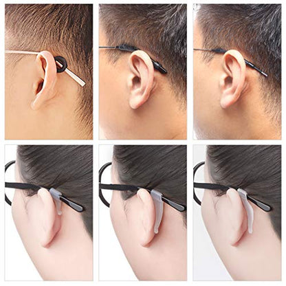 20 Pairs Eyeglasses Ear Hooks Retainers, Silicone Eyeglasses Anti-Slip Holder Stoppers Temple Tips Sleeve Retainer Eyewear Retainers Spectacle Stay For Eyeglasses, Sunglasses, Reading Glasses - color: Black+white
