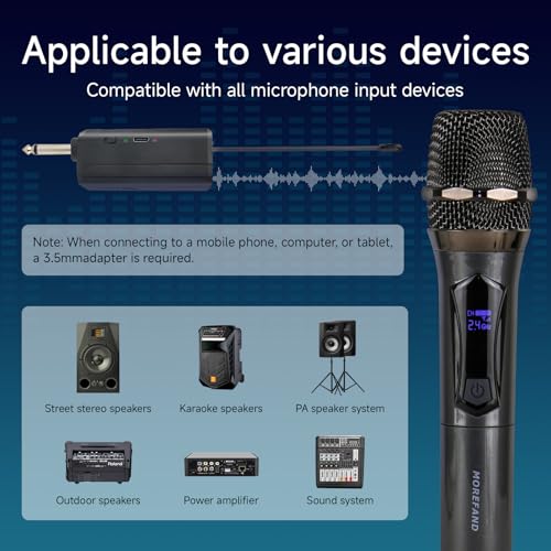 Wireless Karaoke Microphone dynamic Mic Up160ft range handheld plug-and-play design rechargeable Compatible with karaoke machines and PA systems Ideal for party、church Singing and other scenarios