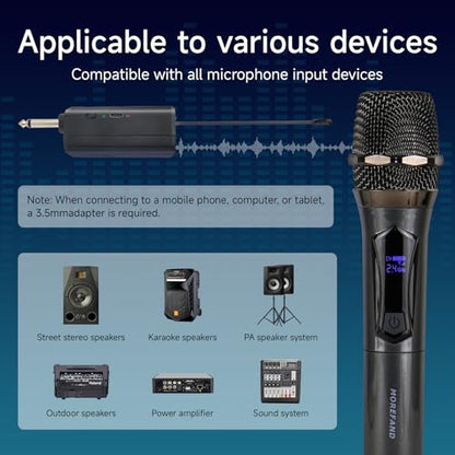 Wireless Karaoke Microphone dynamic Mic Up160ft range handheld plug-and-play design rechargeable Compatible with karaoke machines and PA systems Ideal for party、church Singing and other scenarios