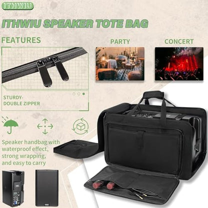 Speaker Carrying Bag with Thickened Sponge for Compact 8" Speaker Cabinets; Heavy-Duty Fits QSC K8, Yamaha DXR8 and more (IT-TOTE8), Black - size: For 8" Speakers