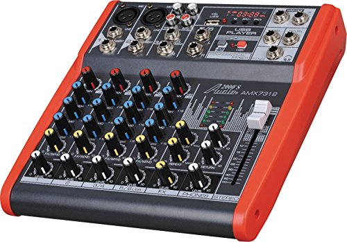 Audio2000'S AMX7312 Six-Channel Audio Mixer with USB Interface, DSP Processor, and Phontom Power - style: 6-Channel Mixer with USB & Sound Effect