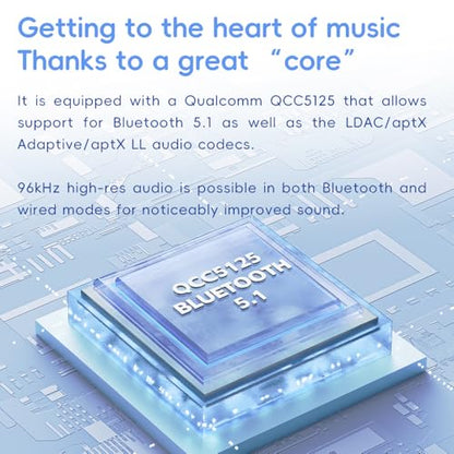 FiiO/Snowsky Retro Nano Bluetooth USB DAC AMP with LDAC, aptX Adaptive, aptX LL (3.5mm Unbalanced & 4.4mm Balanced Output) (White) - color: White
