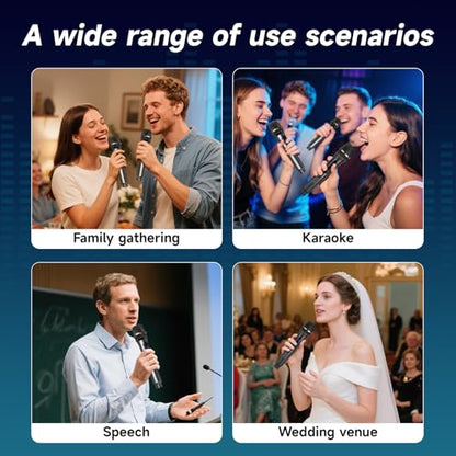Wireless Karaoke Microphone dynamic Mic Up160ft range handheld plug-and-play design rechargeable Compatible with karaoke machines and PA systems Ideal for party、church Singing and other scenarios