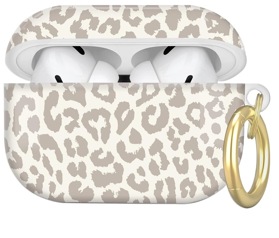 Compatible with AirPod Pro 2nd//1st Generation Case Cover with Key Chain,Full Protective Shockproof Wireless Headphone Case for Airpod Pro 2023/2022/2019(Tan Animal Print) - color: Tan Animal Print