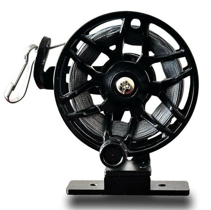 THE QUAD Reusable Metal Trip Wire Reel with 100ft Kevlar Line, Security Alarm Accessory, Black