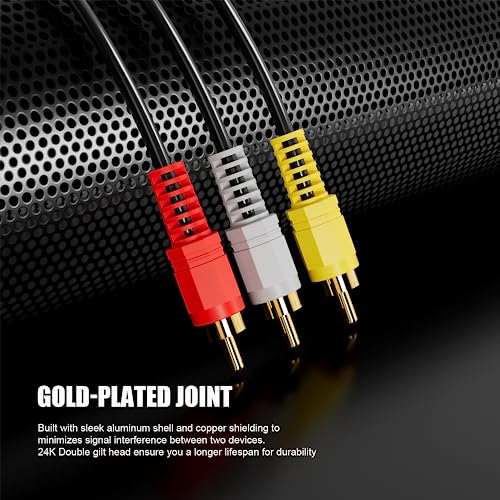 Eanetf 3RCA Cable Audio Video 5ft Gold Plated for Home Theater-2pcs - color: 5ft-2pcs