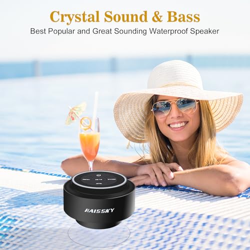 HAISSKY Bluetooth Shower Speakers, Portable Wireless Speaker with Suction Cup, IP67 Waterproof Speaker Pairs Easily to Phones, Tablets, Computer, Gift for Men & Women