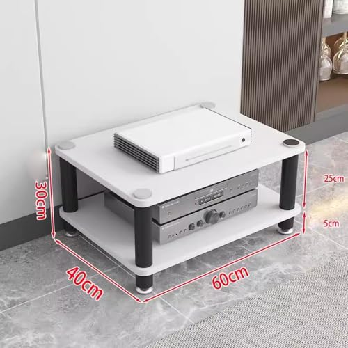 Media Storage Cabinet Rack Audio Tower, Modern Audio-Video Media Stand, 1/2/3/4-Tier Media Cabinet, Wood Stereo Cabinet(White,2 Tier) - color: White, size: 2 Tier