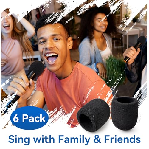 Microphone Cover, 6 Pcs Microphone Windscreen, Foam Mic Cover Suitable for SM58, E835 and Most Standard Handheld Mic