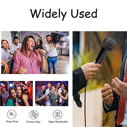 400pcs Microphone Cover Disposable,Mic Windscreen Non-Woven Handheld Mic Cover Black Pop Filter Individually Wrapped, 3.34in