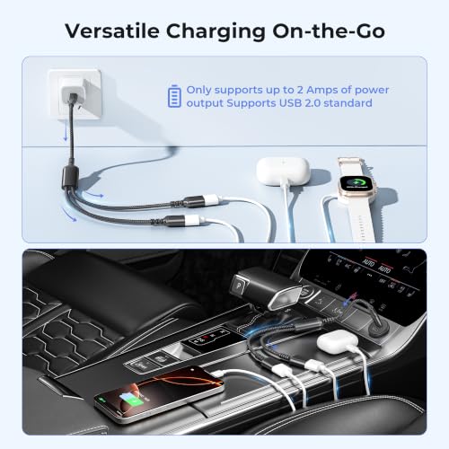 Basesailor USB C Male to Dual USB Female Cable Adapter 3.3FT,OTG Adapter - color: Black, size: 3.3FT(1M), style: 1 in 2 out