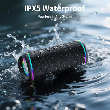 Bluetooth Speaker - HD Sound, IPX5 Waterproof, Up to 20H Playtime, TWS Pairing, BT 5.3, Portable Wireless Speaker for Home, Party, Beach & Outdoor, Black