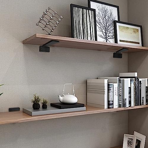 HITOMEN Heavy Duty Floating Shelf Brackets, 5-Inch (1/5'' Thick) Hidden Shelves Hardware, Iron L Brackets, Rustic Industrial Black Metal Wall Shelving Supports, 8 Pack - size: 5 Inch, style: 8 Pack