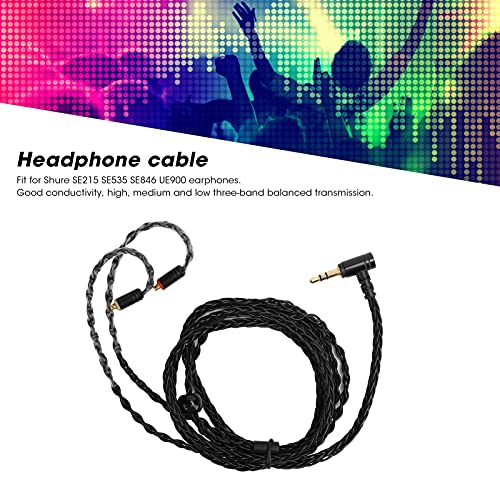 AstraLoom MMCX Earphone Cable Replacement Oxygen Free Copper Silver Plated Wire Balanced Sound for SE215 SE535 SE846 UE900 Headphones 3.5mm Audio Interface 1.2m Length (Black 3.5 Stereoscopic) - color: Black 3.5 stereoscopic