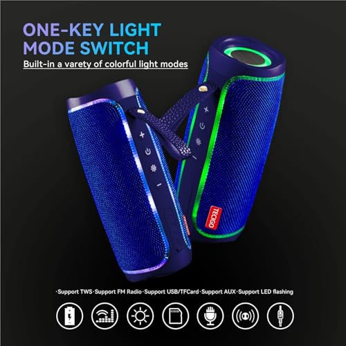Portable Bluetooth Speakers Long-Lasting Wireless Bluetooth Speaker with Bluetooth 5.3 Technology All-Around Wireless Speaker Black (Blue) - color: Blue