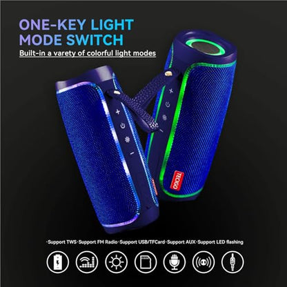 Portable Bluetooth Speakers Long-Lasting Wireless Bluetooth Speaker with Bluetooth 5.3 Technology All-Around Wireless Speaker Black (Blue) - color: Blue