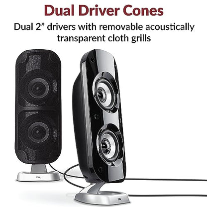 Cyber Acoustics CA-3810 2.1 Multimedia Speaker System with 80W Subwoofer | Powerful 2.1 PC Speaker System with Subwoofer, 80W Power, Desktop Control Pod, Adjustable Bass, for Music, Movies, and Gaming - size: 2.1 80W