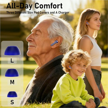 Wireless Earbuds 2 Pack, ANC in-Ear Bluetooth Headphones, Big Bass Durable, Lightweight Design for Noisy Factories, Gym, and Travel, 60 Hour Long Playtime (Purple) - color: Blue