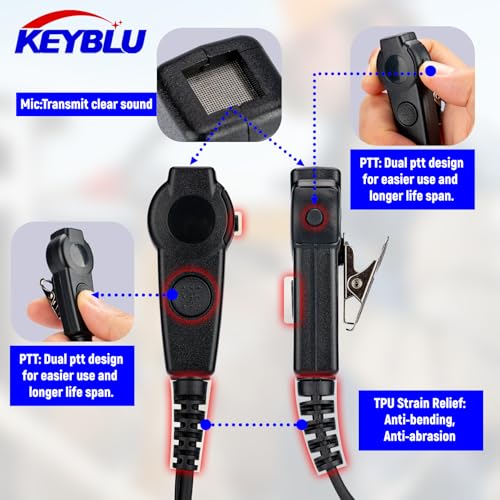 Dual PTT Headsets G Shape Earpiece for Motorola CP200d CP100d CP185 RDM2070d CLS1110 CLS1410 RMU2040 RMU2080D - Clear Sound Transmission, Super Strength Cable Module, High Strength Connector