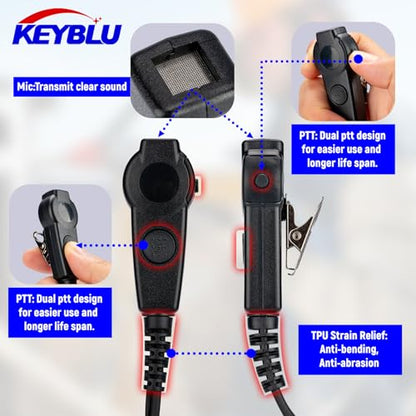 Dual PTT Headsets G Shape Earpiece for Motorola CP200d CP100d CP185 RDM2070d CLS1110 CLS1410 RMU2040 RMU2080D - Clear Sound Transmission, Super Strength Cable Module, High Strength Connector