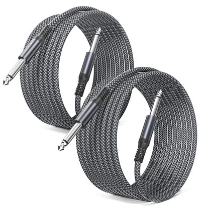 Elebase 1/4 inch 6.35mm TS Guitar Cable 3.3FT 2Pack | Quarter inch 6.3mm Guitar Instrument Cord,Mono Straight 1/4 Male Audio Wire Line for Electric Bass,Amp,Keyboard,Pedals - size: 3.3ft/1m, style: Straight-Grey
