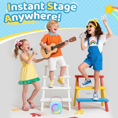 Karaoke Machine for Kids, Toys for 3-12 Years Old Girls Gifts, Kids Karaoke Microphone Machine Toy, Best Fun Christmas Birthday Gifts for 5 6 7 8 9 10 11 Years Teens Girl Boys Blue 2 Mic - color: Blue 2 Mics