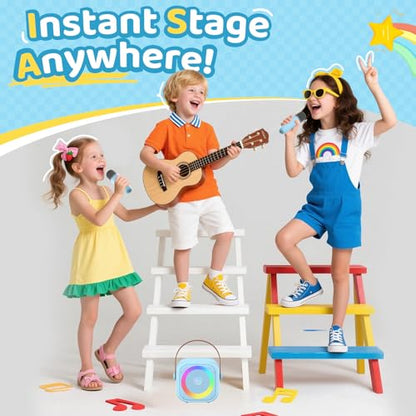 Karaoke Machine for Kids, Toys for 3-12 Years Old Girls Gifts, Kids Karaoke Microphone Machine Toy, Best Fun Christmas Birthday Gifts for 5 6 7 8 9 10 11 Years Teens Girl Boys Blue 2 Mic - color: Blue 2 Mics