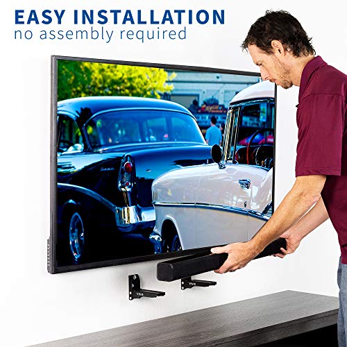 VIVO Steel Universal Dual Soundbar Wall Mount L Brackets, Adjustable Extending Speaker Arm Holders, Black, Mount-SPSB4