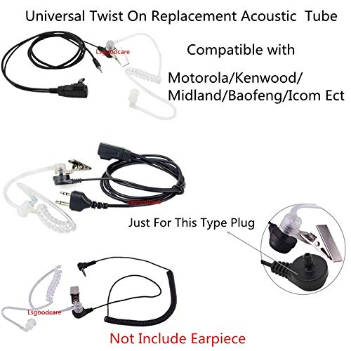 Lsgoodcare Replacement Coil Tube White, 20Pcs Acoustic Air Tube Audio Tube with Earbuds Compatible for Motorola Kenwood Icom Midland Two Way Radio Walkie Talkie Ear Piece - color: 20pack-white clip