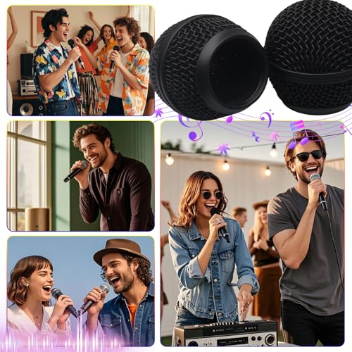 Black Microphone Ball Head, 4PCS | Replacement Steel Mesh Grille Heads, Inner Foam Included, Compatible with SM58 SM58S SM58LC, Compatible with BETA58 BETA58A - color: black