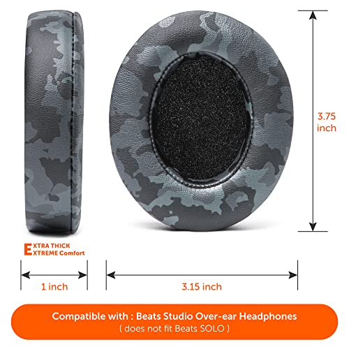 WC PadZ Studio 2 & 3 - Ear Pads for Beats Studio 2, 3 Wired & Wireless | Made by Wicked Cushions | Does NOT Fit Beats Solo (B0501, B0500). PU Leather, Enhanced Foam & Stronger Adhesive | Black Camo - color: Black Camo