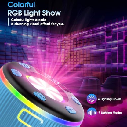 2026 Bluetooth Shower Speaker, Digital Display Portable Speaker with Suction Cup, LED Light, 360° HD Stereo Sound and Robust Bass Waterproof Speakers Wireless for Bathroom, Beach, Car - color: Blue