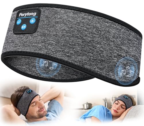 Perytong Sleep Headphones Bluetooth 5.4 Headband, Sports Wireless Earphones Sweat Resistant Earbuds Sleeping Headphone with Ultra-Thin HD Stereo Speaker for Workout Running Cool Gadgets Unique Gifts - color: HB DarkGrey