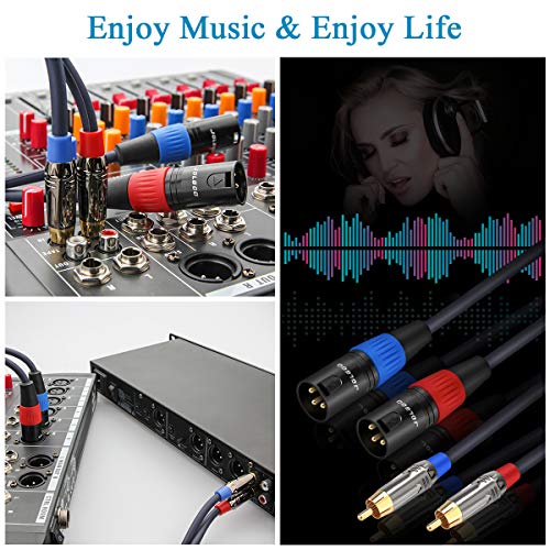 JOLGOO RCA to XLR HiFi 오디오 케이블 - 2 RCA to 2 XLR, 10.5m(3.3피트), 앰프, 믹서, 마이크용 4N OFC 와이어 - size: 3.3 Feet, style: 듀얼 RCA 수 - 듀얼 XLR 수