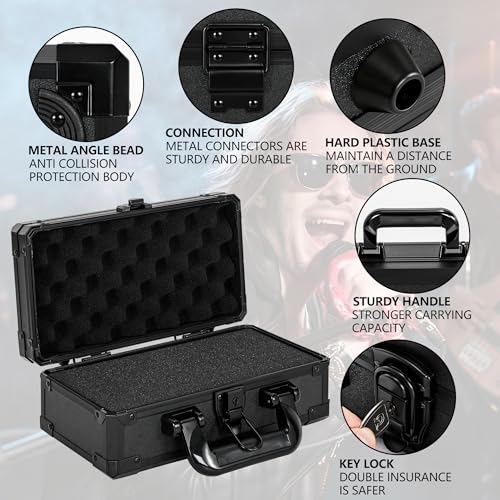 11 Inch Carrying Case with Customizable Pre-Diced Foam | Aluminum Case, Aluminum Alloy Sturdy Build, Storage Case for Microphone, Equipment, Camera, Tools, Recorder, etc - size: 11.1x5.9x5.5 Inch
