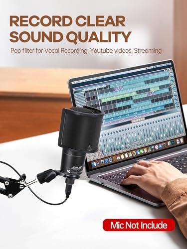 YOUSHARES Mic Pop Filter - Upgraded Three Layers Windscreen Mask Shield Compatible with AT2020 USB Gaming Microphone, Suitable for 35 mm to 50 mm Microphones