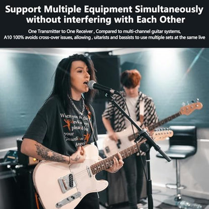 Wireless Guitar System 2.4GHz 2 Modes, 250° Rotatable (K6) | Wireless Guitar Transmitter Receiver, Automatic Pairing, for Guitar Bass, Violin, Keyboard, Over 30m/100 Feet, Carbon Fiber - color: Carbon Fiber
