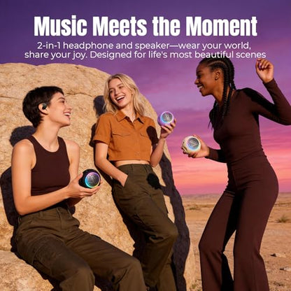 Xmenha Purple Kids Wireless Open Ear Over the Ear Earbuds for Kids Ear Buds Air Bone Conduction Headphones Bluetooth Headset Small Mini Portable Bluetooth Speaker