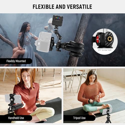 NEEWER Mini Flexible Phone Tripod Stand Portable Vlog Selfie Stick with Remote/Cell Phone Holder/Action Camera Adapter/Cleaning Cloth for Video Recording, Compatible with GoPro Insta360 Camera, TP35 - style: TP35 w/Cleaning Cloth