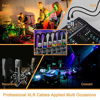 XLR Cables 3ft 6 Pack, XLR Male to Female Microphone Cable - size: 3 feet-6pack