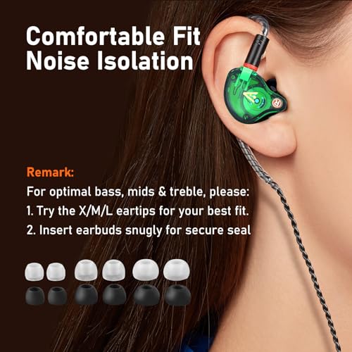 Audiovance Vibes 202 HiFi Wired Earbuds, IEM in-Ear Monitor Headphones - color: 6-Green