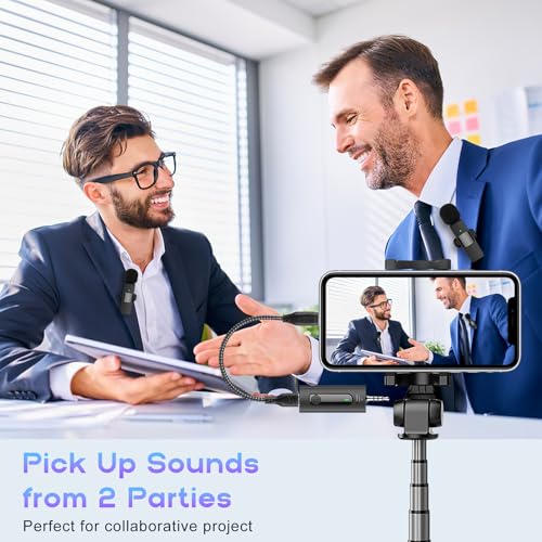 MAYBESTA 4 in1 Wireless Lavalier Microphone for iPhone Android Phone - Mini Lapel Video Mic for PC Camera Recording - Bluetooth Clip on Microphones for YouTube Tiktok Podcast Vlogging Streaming