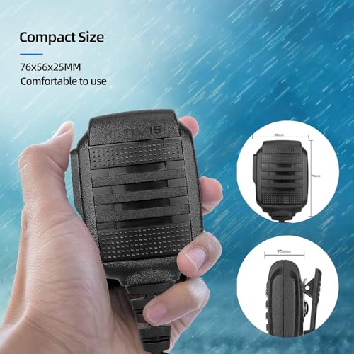 Retevis Walkie Talkie Speaker Mic, IP54 Waterproof Shoulder Mic, 2 Pack | 2 Pin, for RT68/RT22/RT21/H-777/RT86, Compatible with BAOFENG UV-5G Kenwood Samcom Arcshell Two Way Radios