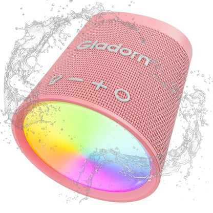 Bluetooth Speaker Wireless, Bluetooth 5.3 Shower Speaker with 9 RGB Lights & 20H Playtime, IPX6 Waterproof Speaker with TWS Pairing, Portable Speaker for Home, Beach, Travel & Birthday Gifts - color: Pink